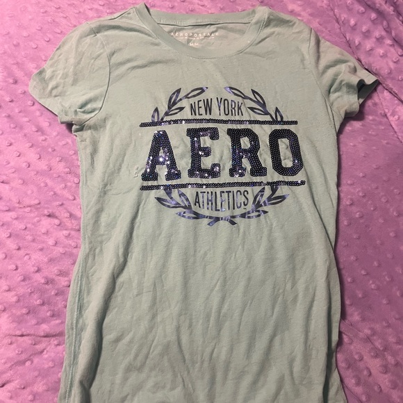Y2k aeropostale mint green fitted tee logo - Picture 2 of 2